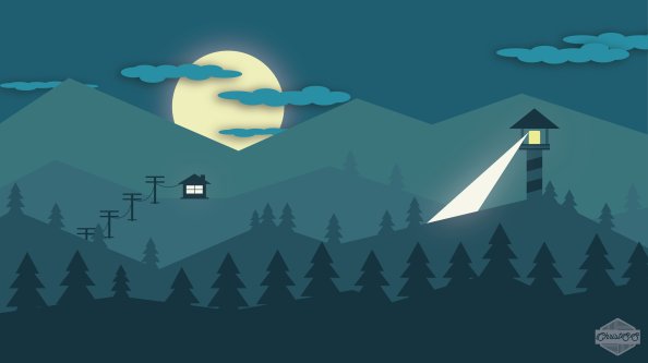 Minimalism Mountains Lighthouse Clouds 5k