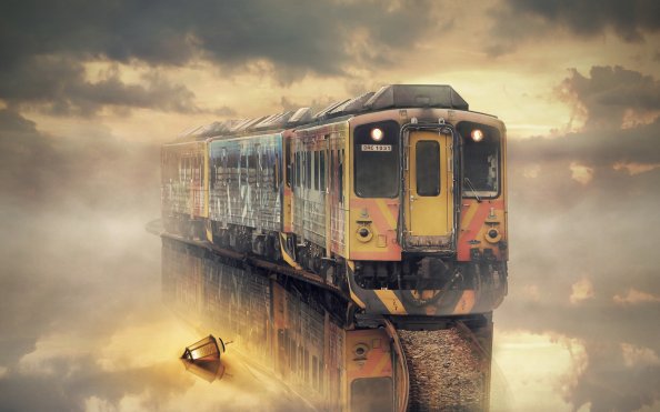 Fantasy Train Water Reflection