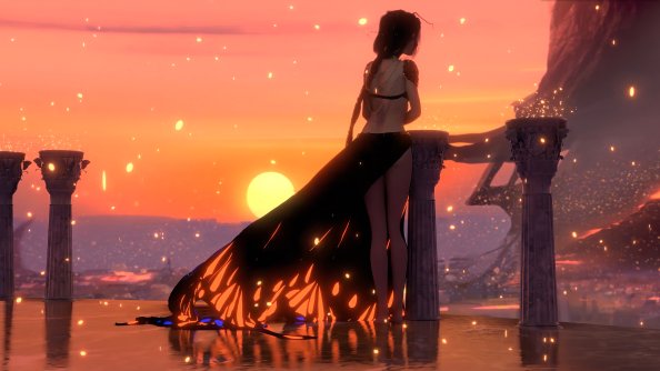 Wlop Anime Girl Sunset 4k