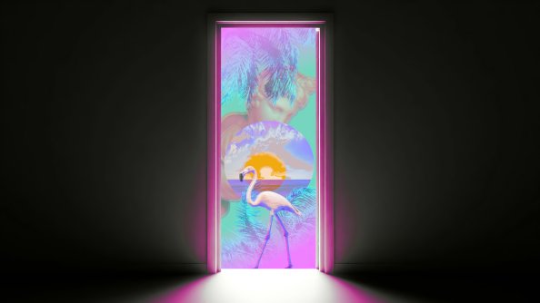 Flamingo Vaporwave 4k