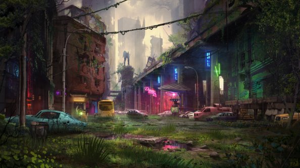 Abandon City Digital Art 4k