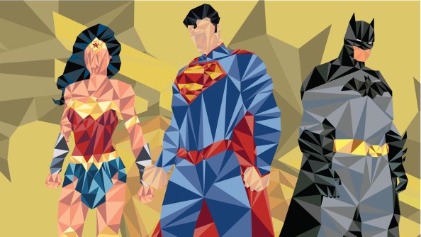 Batman Superman Wonder Woman Low Poly Art
