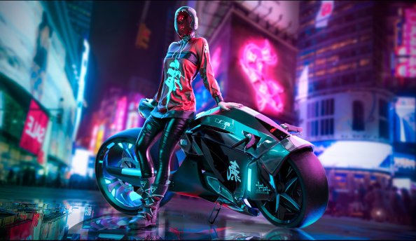Biker Cyberpunk Girl 4k