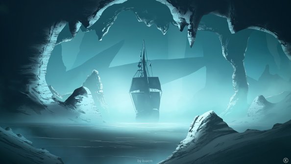 Glacier Ship Art 4k