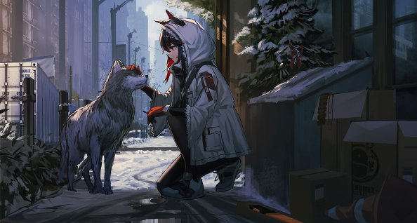Anime Girl Petting Dog