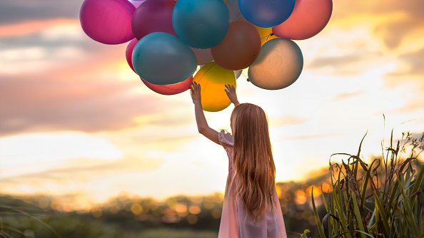 Little Girl With Colorful Balloons
