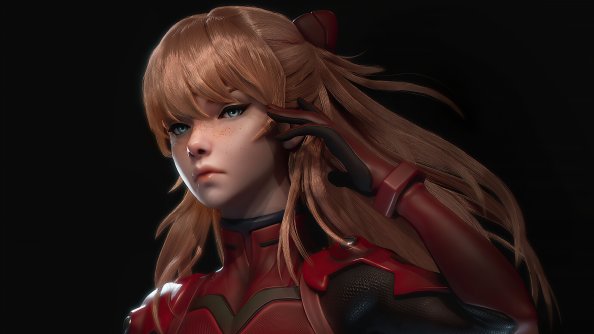 Evangelion Asuka Langley Cgi Art 4k