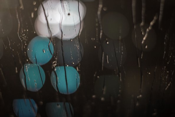 Rain Macro Long Exposure On Glass Lights