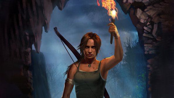 Lara Croft With Flame In Hand