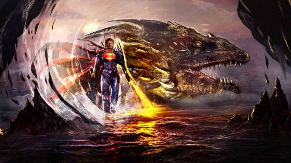 Superman Man Of Steel With Dragon Artwork 5k