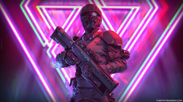 Neon Weapon Soldier Science Fiction 4k