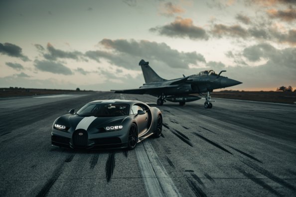 Bugatti Chiron And Dassault Rafale Marine Jet 8k