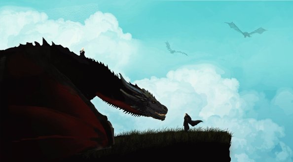 Jon Snow And Khalessi Dragon Artwork