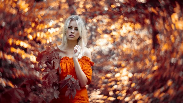 Autumn Girl Outdoor 4k