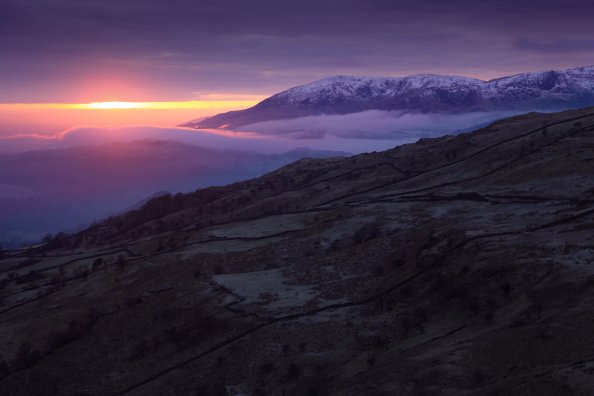Lake District View Of Hills And Mountains In The Late Afternoon
