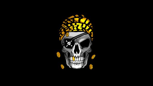Pirate Skull Gold Minimal 4k