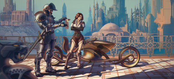 Scifi Girl Cyberpunk Conceptual Bike Artwork