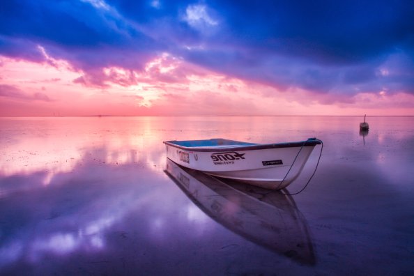 Boat Beach Seashore Reflection Sunset