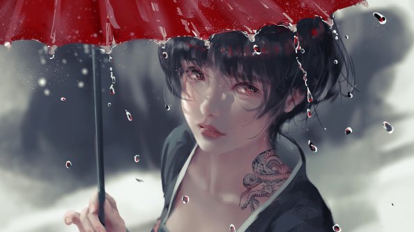 Drizzle Anime Girl With Umbrella