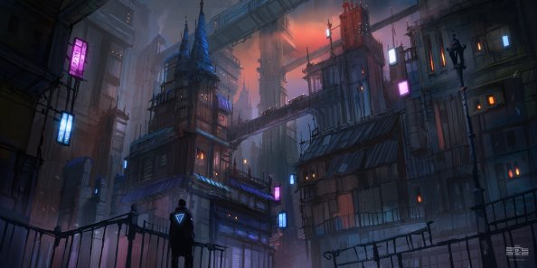 Cyberpunk City Evening Mood 5k