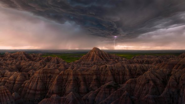 Thunderstorm Over The Badlands Of South Dakota