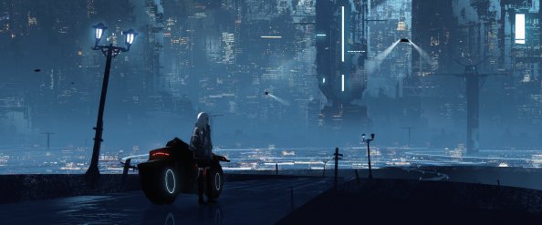 Cyberpunk City Anime Girl 5k