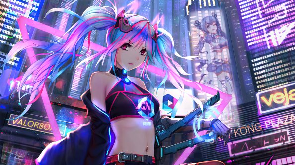 Anime Cyber Girl Neon City