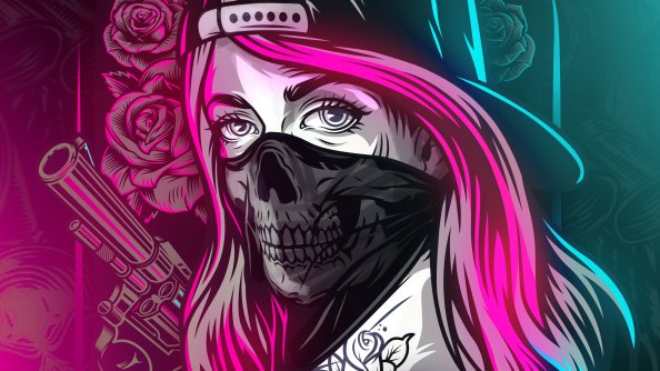 Guns And Cash Girl With Mask Artistic Art