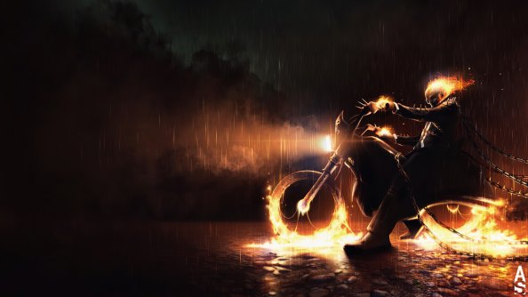 Ghost Rider On Bike Fire