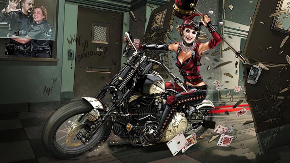 Harley Quinn With Bike Break Into Police Station