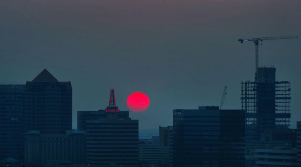 Red Star Buildings Sunrise 4k