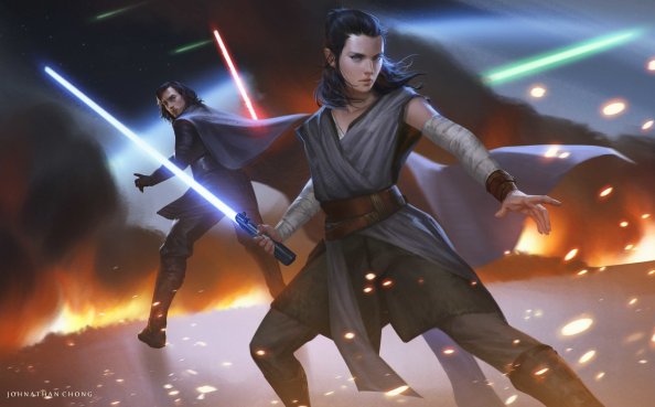 Rey And Kylo Ren Artwork