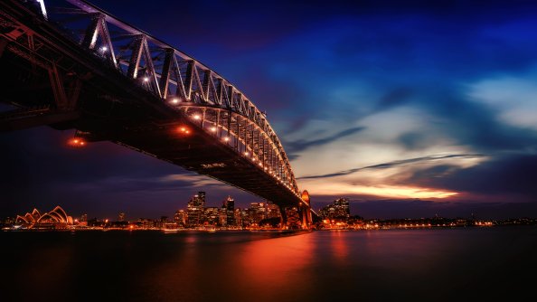 City Lights Sydney Harbour Bridge 4k