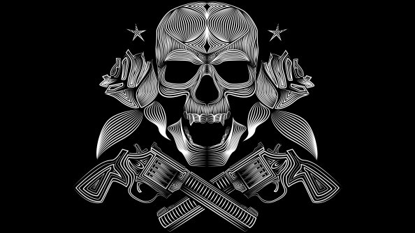 Skull Gun N Roses 8k