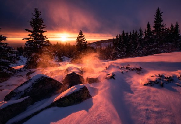 Winter Snow Sunset