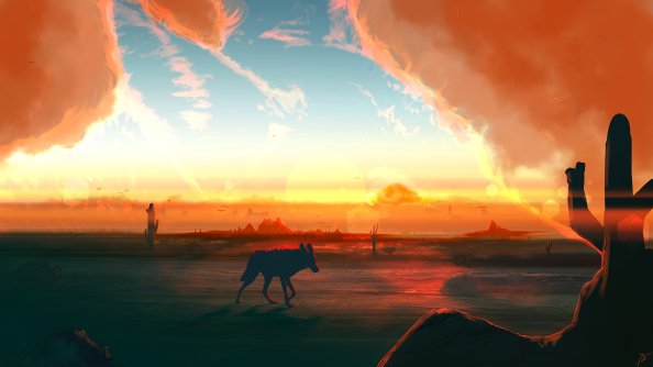 Fox In Desert Minimal Art