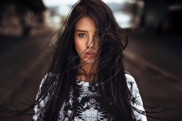 Girl Face In Hair 4k