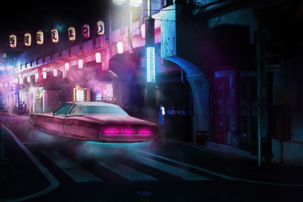 Hovercar Scifi City 4k