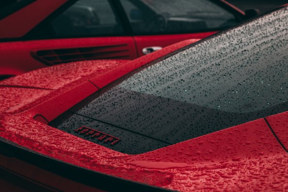 Rain Drops On Ferrari