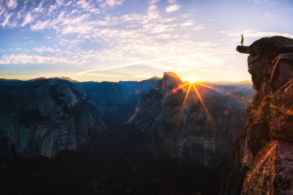 Standing At Glacier Point Sunrise In Yosemite National Park By
