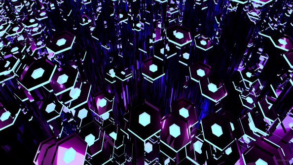 Deep Purple Tron Hexagons 8k