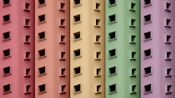 Buildings Colorful Minimal 5k