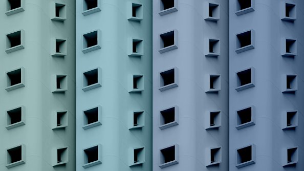 Buildings Colorful Minimal Blue 5k