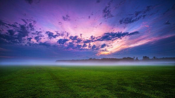 Cloud Field Fog Grass Landscape 4k