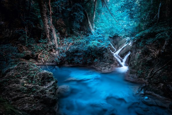 Forest Dreamy Waterfall 4k