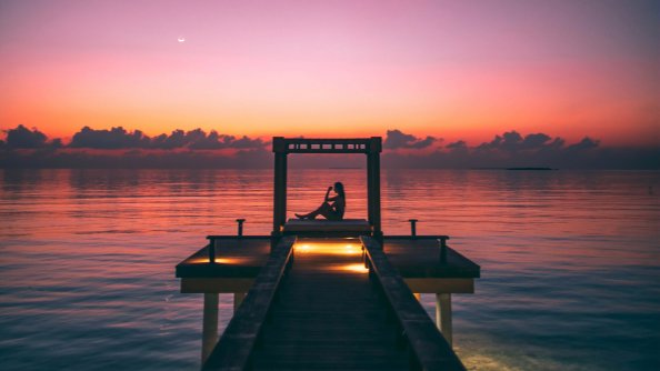 Girl Silhouette Pier 4k