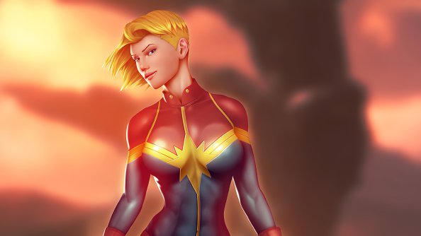 Captain Marvel Comic Art 4k
