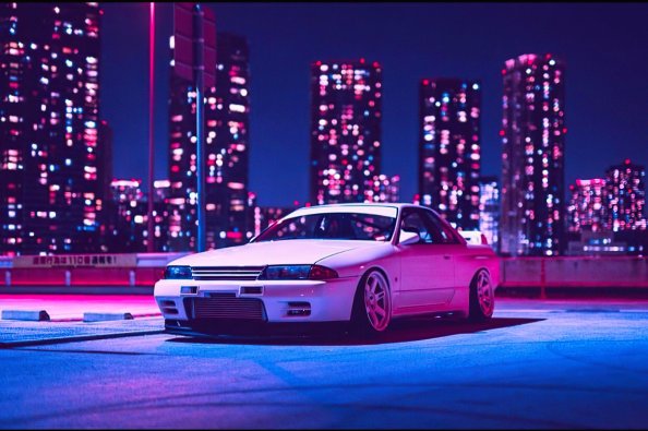 Nissan Skyline R32 Retrowave 4k