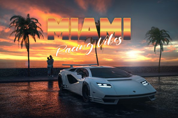 Lamborghini Countach Miami Vibes