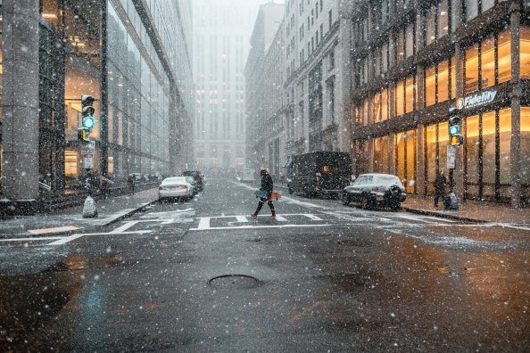 Person Street Snow 4k